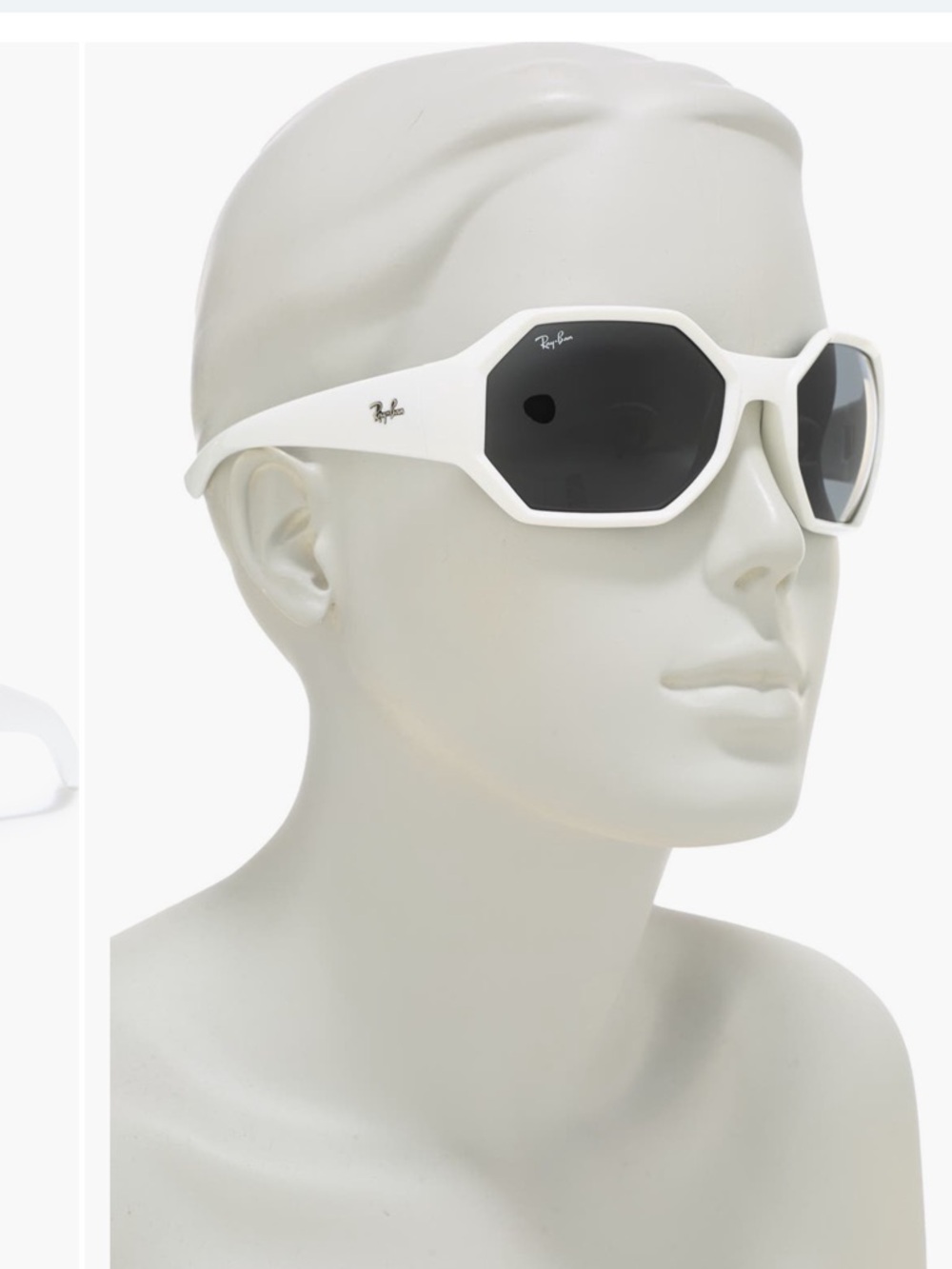NWT Ray-Ban White Octagon Wrap Around 59MM Lens Sunglasses - Picture 4 of 6